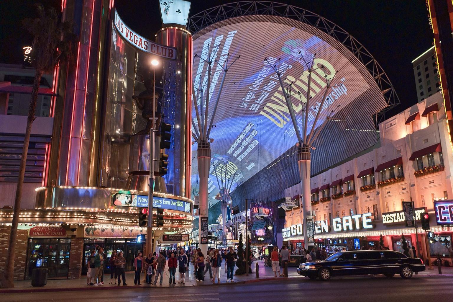 Fremont Street in downtown Las Vegas at night