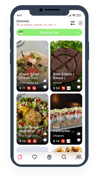 FoodDiscovery app showing restaurant discovery interface