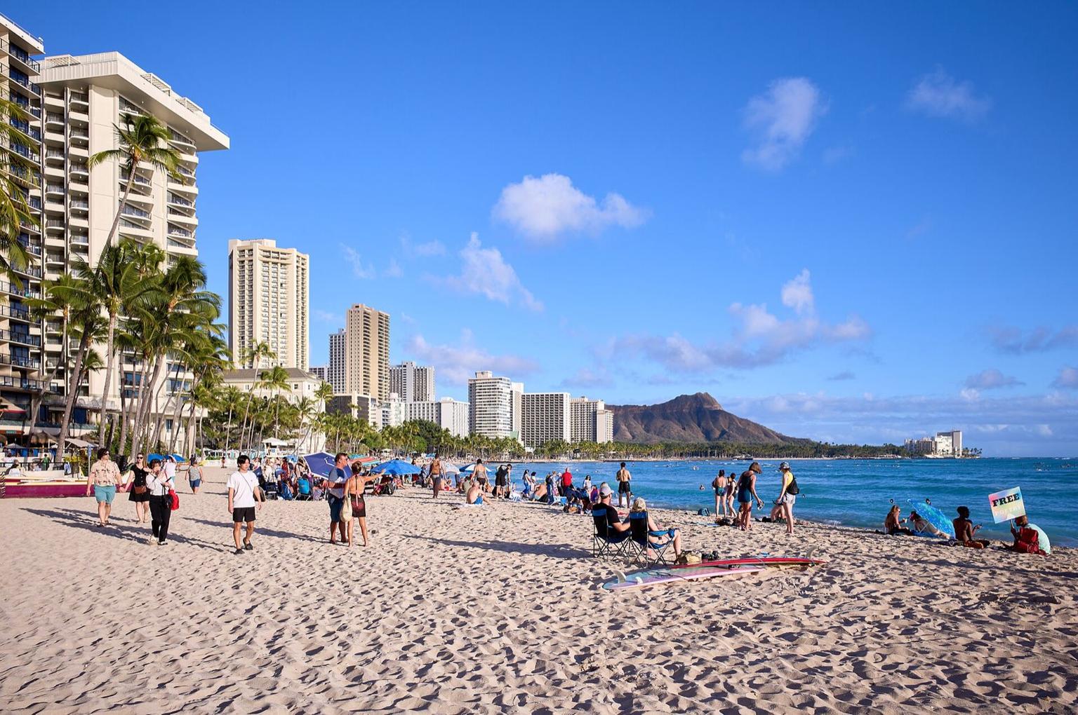 Waikiki Beach with Diamond Head in the distance